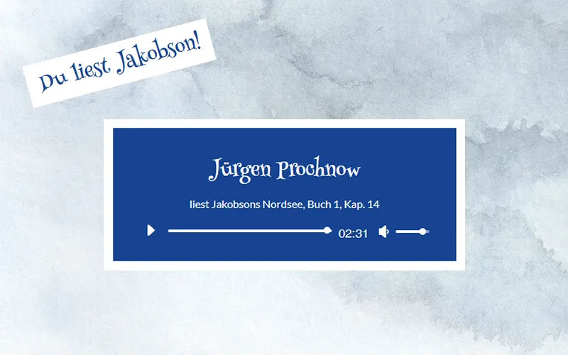 Grafik zur Audio-Lesung: Jürgen Prochnow liest Kapitel 14 aus „Jakobsons Nordsee – Hundezoff und Möwensturm“